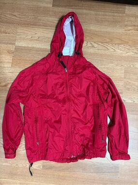 Rugged bear Women’s Lightweight Red Hooded Windbreaker Jacket